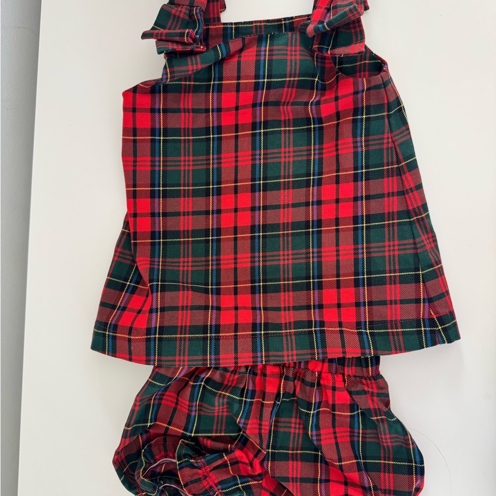 The Beaufort Bonnet Company Red and Green Plaid Kids Matching Set